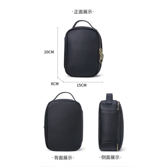 荔枝纹头层牛皮化妆包女士护肤品收纳包真皮洗漱包户外便携旅行